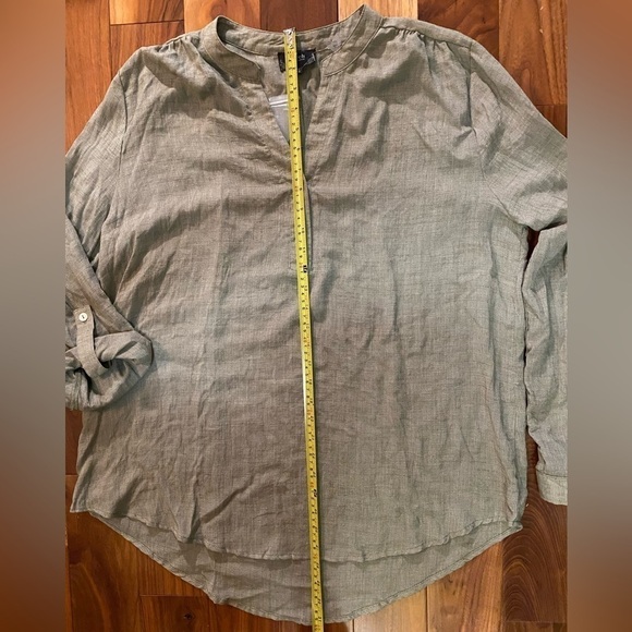 Perch By Blu Pepper Popover Shirt Olive Green Roll Tab Sleeve Women's Size 2XL - Picture 6 of 8